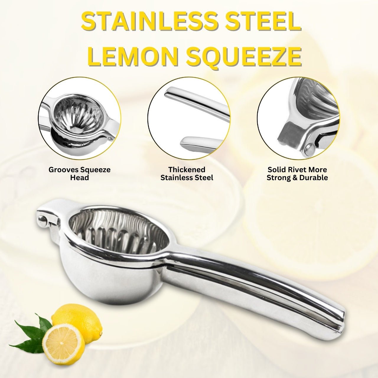 Stainless Steel Extra Large Lemon Squeezer | Heavy Duty Lemon Juicer Hand Press - Youlander